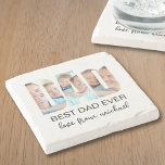 Best Dad Ever Photo Letter Stenen Onderzetter<br><div class="desc">This father's gift stone coaster features three photos in the shape of the letters "DAD" along with the inscription "Best Dad Ever."
It is easily customizable with your photos and name.
Perfect for Father's Day,  birthdays,  or just to show your appreciation.</div>