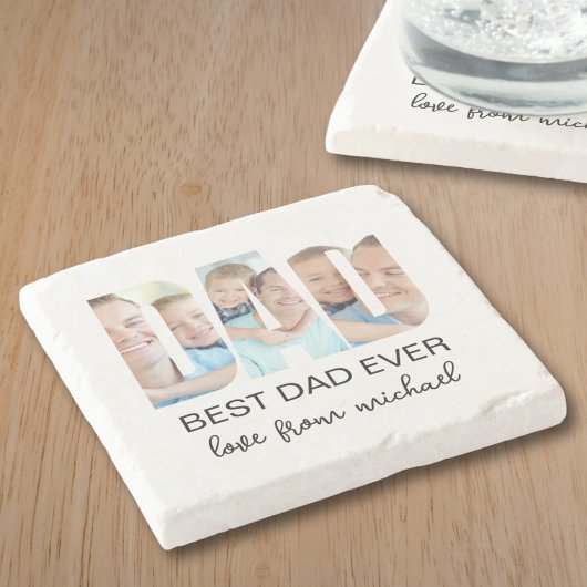 Best Dad Ever Photo Letter Stenen Onderzetter