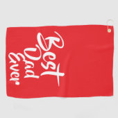 'Best Dad Ever' Red White Typography Heartfelt Golfhanddoek (Horizontaal)