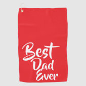 'Best Dad Ever' Red White Typography Heartfelt Golfhanddoek (Voorkant)