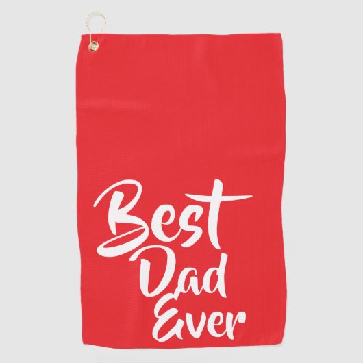 'Best Dad Ever' Red White Typography Heartfelt Golfhanddoek (Voorkant)