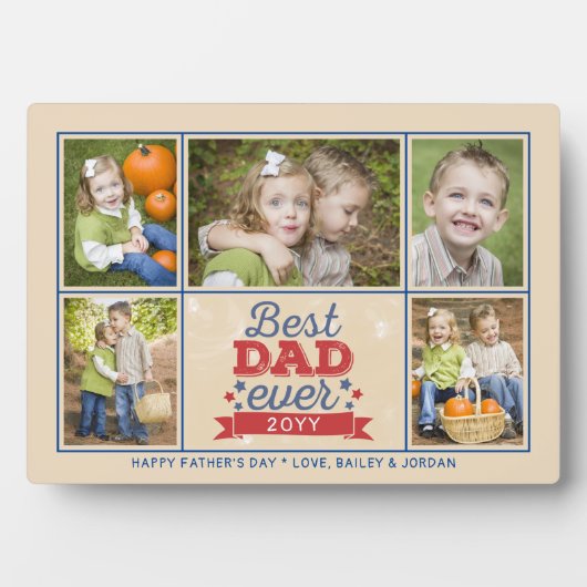 Best Dad Ever Retro Photo Collage Vaderdag Fotoplaat (voorkant)