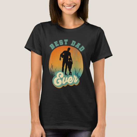 Best Dad Ever Retro Sunset Football Daddy & Son T-shirt (Voorkant)