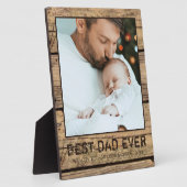 BEST DAD EVER Rustic Wood Foto gepersonaliseerd Fotoplaat (Zijkant)