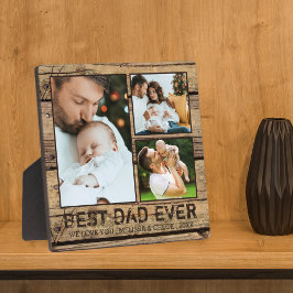 BEST DAD EVER Rustic Wood Photo Collage Fotoplaat