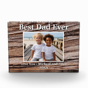 Best Dad Ever rustieke houten graan foto sjabloon