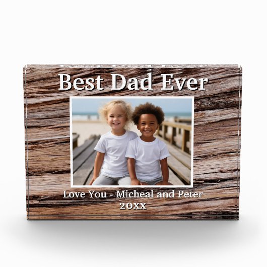 Best Dad Ever rustieke houten graan foto sjabloon (Voorkant)