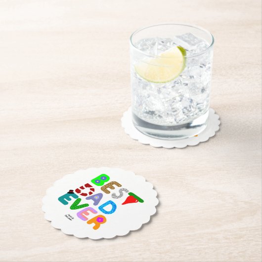 Best Dad Ever Scalloped Round Paper Coaster Kartonnen Onderzetters (Insitu)