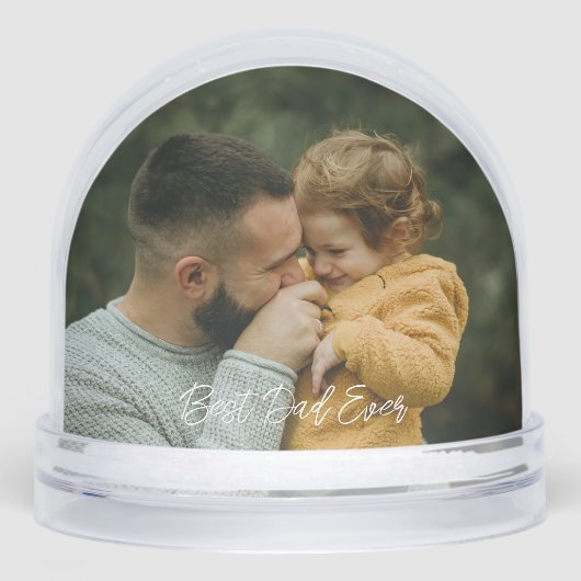 Best Dad Ever Script Father's Day 2 Photo Sneeuwbol (Voorkant)