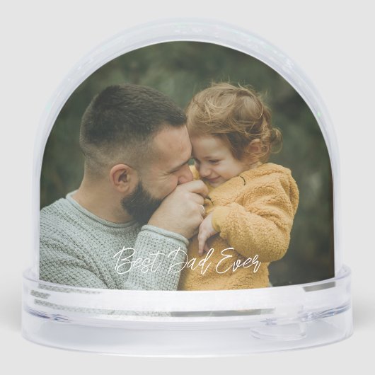 Best Dad Ever Script Father's Day 2 Photo Sneeuwbol (Achterkant)