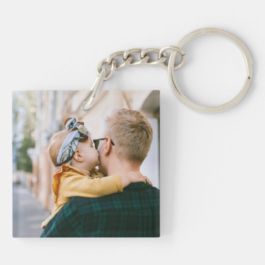 Best Dad Ever Script Photo White Sleutelhanger (Achterkant)