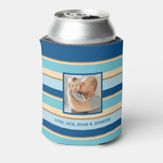 Best DAD Ever Striped Foto Blikjeskoeler (Blikje Achterkant)