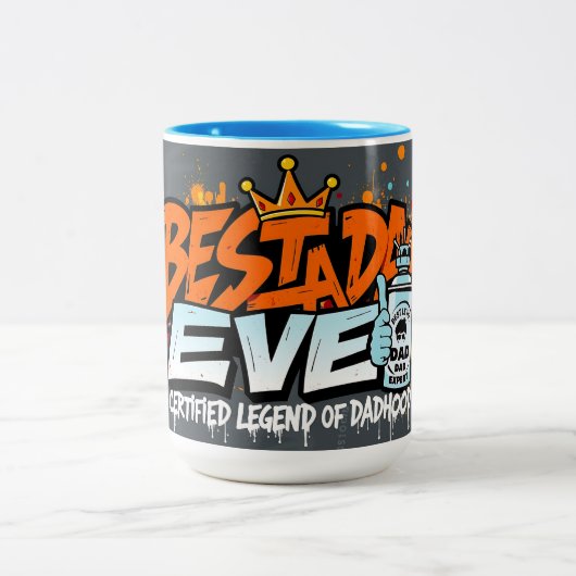 Best Dad Ever Urban Graffiti Edition Father’s Day Tweekleurige Koffiemok (Center)