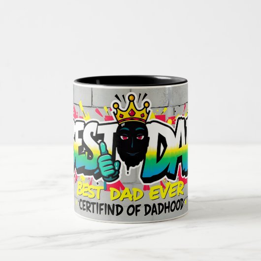 Best Dad Ever – Urban Graffiti Edition Tweekleurige Koffiemok (Center)