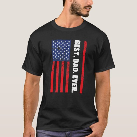 Best Dad Ever USA Vertical Flag T-shirt (Voorkant)