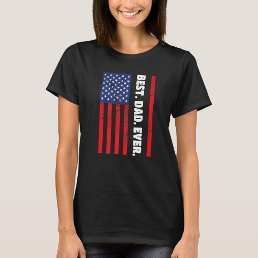 Best Dad Ever USA Vertical Flag T-shirt (Voorkant)