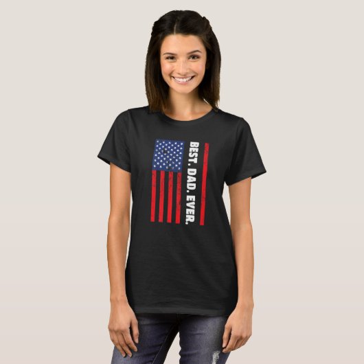 Best Dad Ever USA Vertical Flag T-shirt (Voorkant volledig)