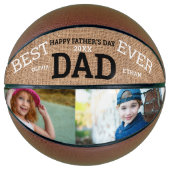 Best Dad Ever Vaderdag 2 Photo Collage Rustic Basketbal (Voorkant)