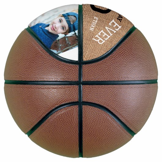 Best Dad Ever Vaderdag 2 Photo Collage Rustic Basketbal (Rechts)