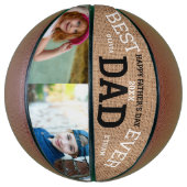 Best Dad Ever Vaderdag 2 Photo Collage Rustic Basketbal (Verticaal)