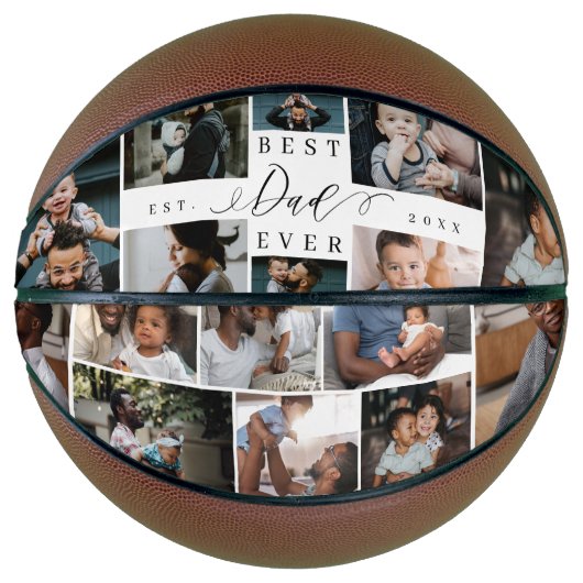 Best Dad Ever Vaderdag Photo Collage Basketbal (Voorkant)