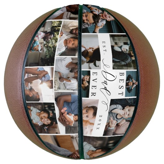 Best Dad Ever Vaderdag Photo Collage Basketbal (Verticaal)