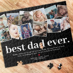 Best Dad Ever Vaderdag Photo Collage Legpuzzel<br><div class="desc">Moderne vaders dag puzzel met een foto-collage van 12 familieafbeeldingen die je kunt vervangen door je eigen gezegde: de beste vader ooit. Een gepersonaliseerde dankjewel,  een schattig rood hart,  en je kindernamen.</div>