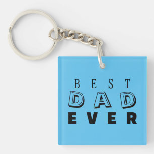 "Best Dad Ever" Vaderdag Typografie Sky Blue Sleutelhanger