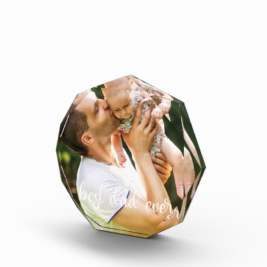 Best Dad Ever White Script Vaderdag Cadeau Fotoblokken (Rechts)