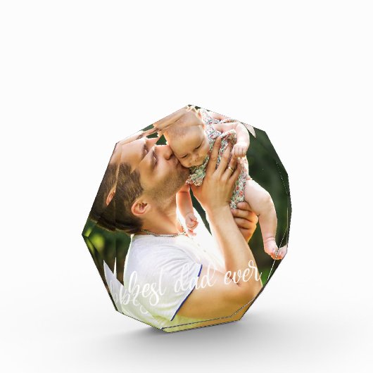 Best Dad Ever White Script Vaderdag Cadeau Fotoblokken (Links)