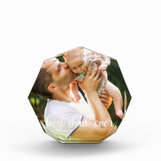 Best Dad Ever White Script Vaderdag Cadeau Fotoblokken (Voorkant)