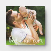 Best Dad Ever White Script Vaderdag Cadeau Fotoplaat (Voorkant)