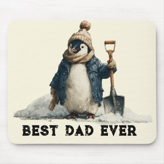 Best Dad Ever Winter Penguin Design Muismat (Voorkant)