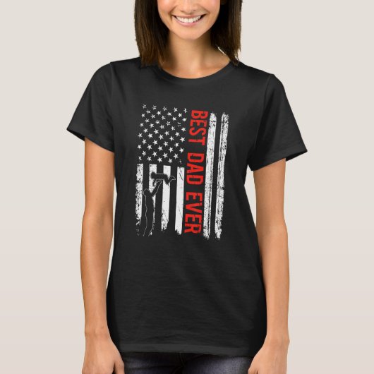 Best Dad Ever With US American Flag Gift Fathers D T-shirt (Voorkant)