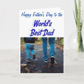 Best Dad Fathers Day Foto blue text Kaart (Voorkant)