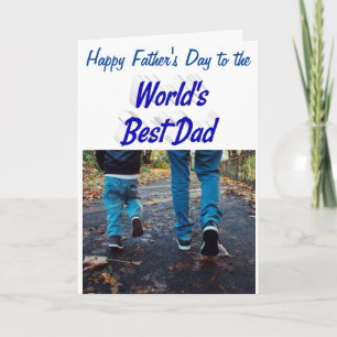 Best Dad Fathers Day Foto blue text Kaart