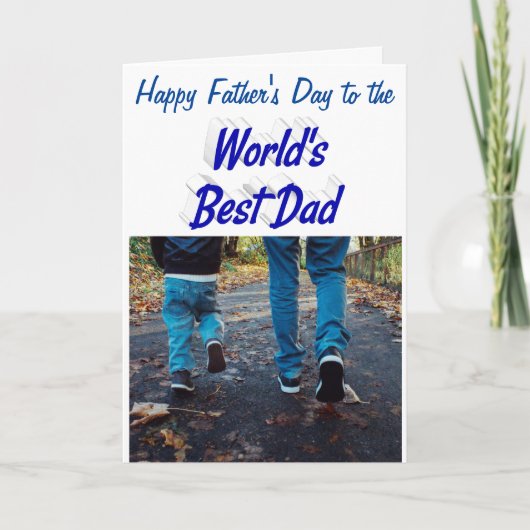 Best Dad Fathers Day Foto blue text Kaart (Voorkant)