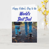Best Dad Fathers Day Foto blue text Kaart (Gele Bloem)