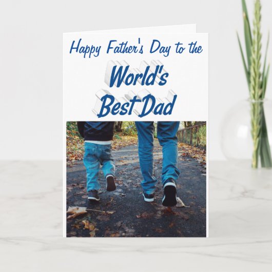 Best Dad Fathers Day Foto zee blue text Kaart (Voorkant)