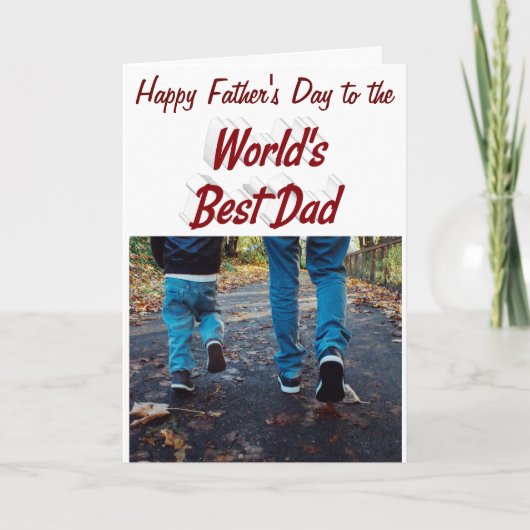 Best Dad Fathers Day Photo burgundy Kaart (Voorkant)