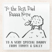 Best Dad Funny Sheep Gezegde a Pun Glazen Onderzetter (Voorkant)