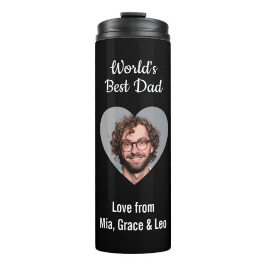 Best Dad Heart Photo Vaderdag Face Foto Thermosbeker (Voorkant)