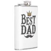 "Best Dad" heupfles met kroon en snor (Rechts)