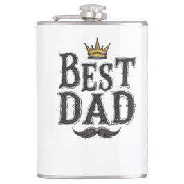 "Best Dad" heupfles met kroon en snor