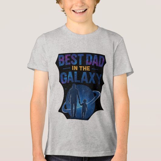 Best Dad in the Galaxy - Father and Son Earth Tri-Blend Shirt (Voorkant)