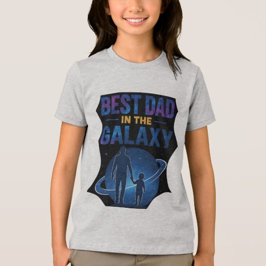 Best Dad in the Galaxy - Father and Son Earth Tri-Blend Shirt (Voorkant)