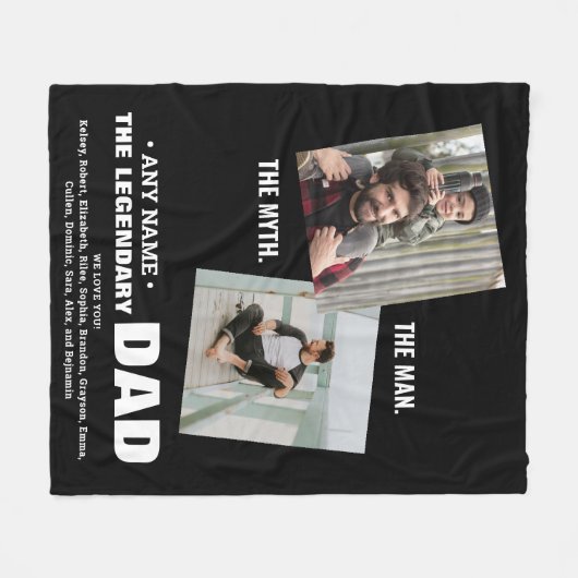 Best DAD Man Myth Legend Persoonlijke foto Fleece Deken (Voorkant (Horizontaal))