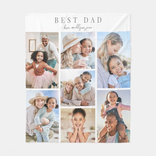 Best Dad Photo Collage Fleece Deken (Voorkant)