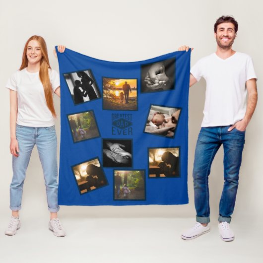 Best DAD Photo Collage Funny Fatherhood Quote Flee Fleece Deken (In situ)