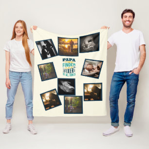 Best DAD Photo Collage Funny Fatherhood Quote Flee Fleece Deken